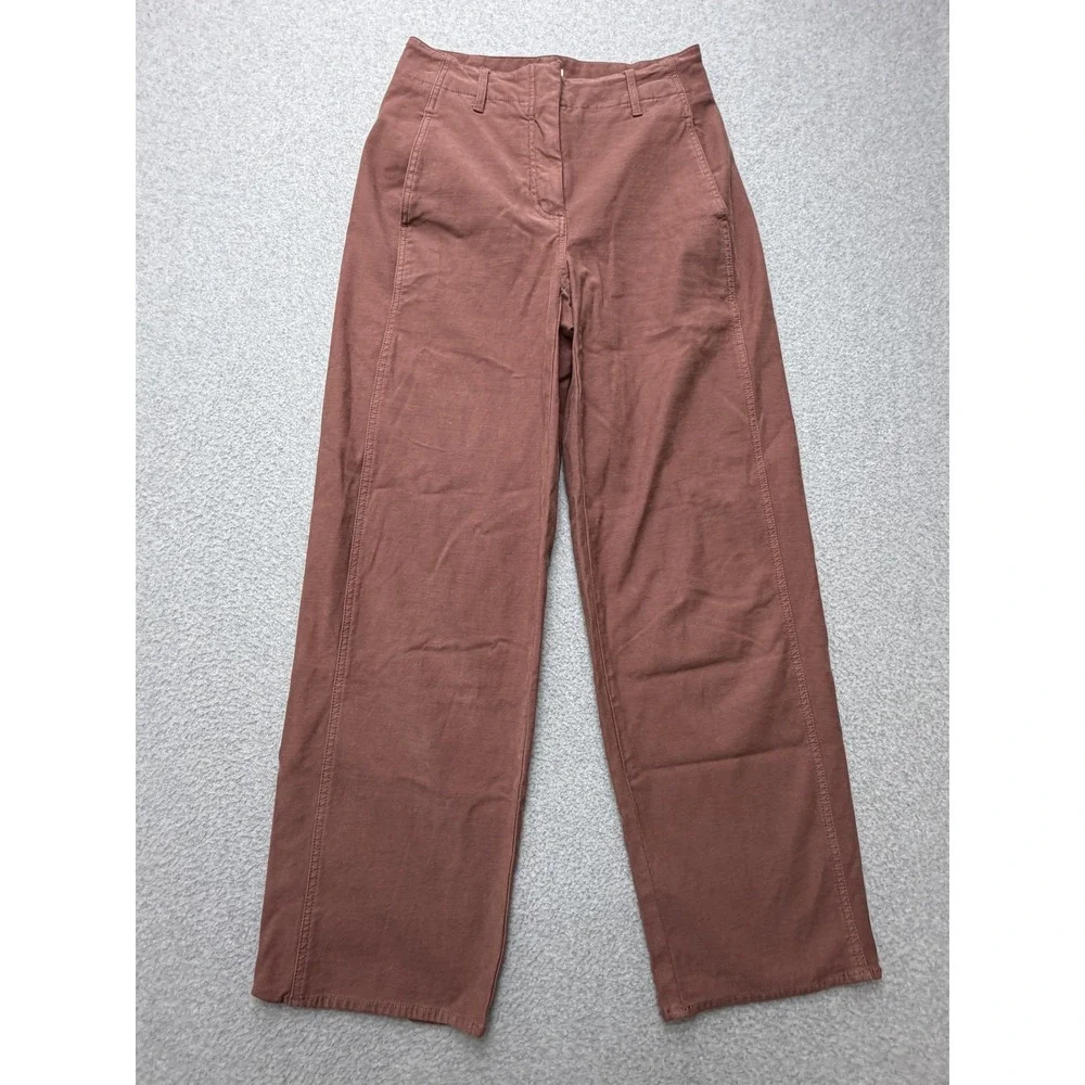 Wilfred Free Pants Womens 4 Brown Twill Wide Leg Chino Stretch Pockets 79439-2